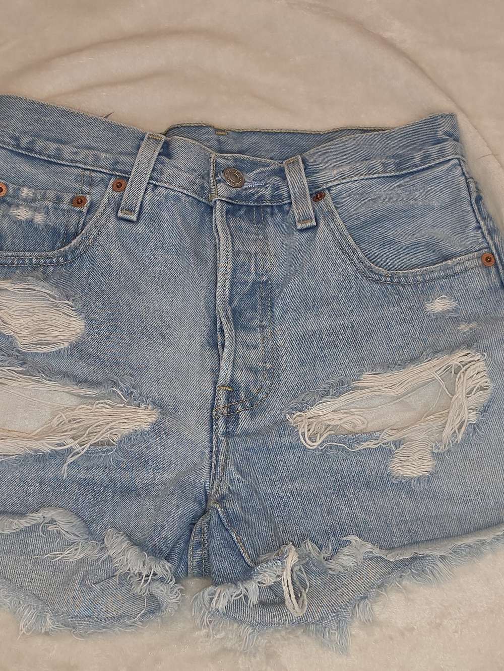 Levi's 501 Original High Rise Distressed Denim Shorts Size W25
